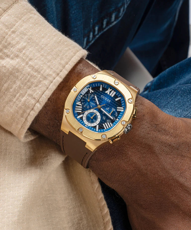 Men's Guess Brown Gold Tone Multi-function Watch - GW0571G5